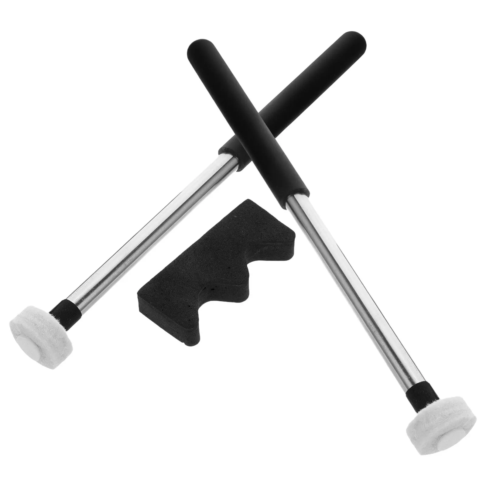 2 pares de mazos de acero con punta de fieltro para tambor de lengüetas, cuencos tibetanos y cuencos de canto, para terapia musical y presentaciones