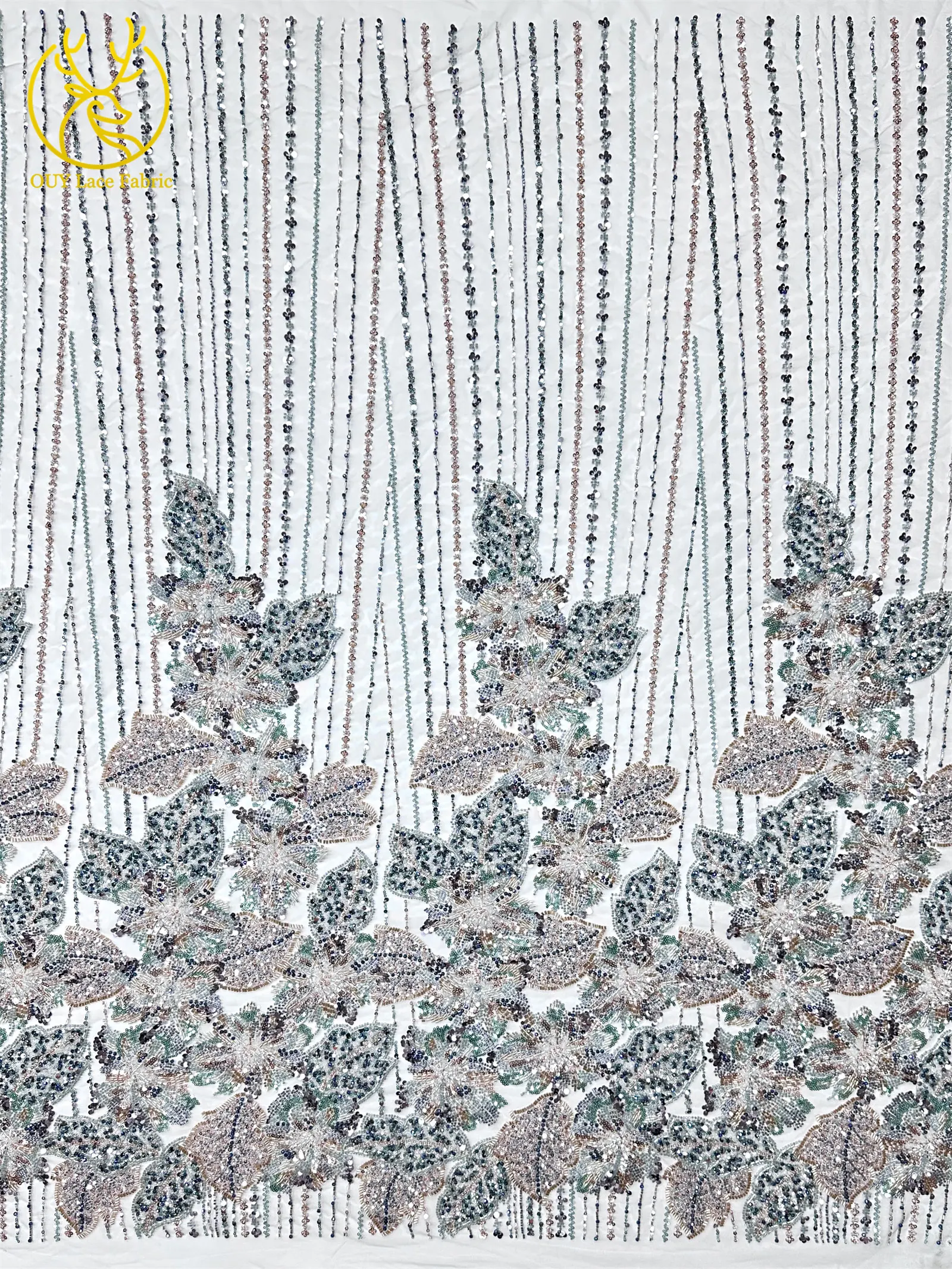 Haute Couture Afrikanischer Schwer Perlenverzierter Spitzenstoff 2026 Hochwertige Französische Pailletten-Spitze Nigerianischer Spitzenstoff für Party- und Hochzeitskleider – Detail 6