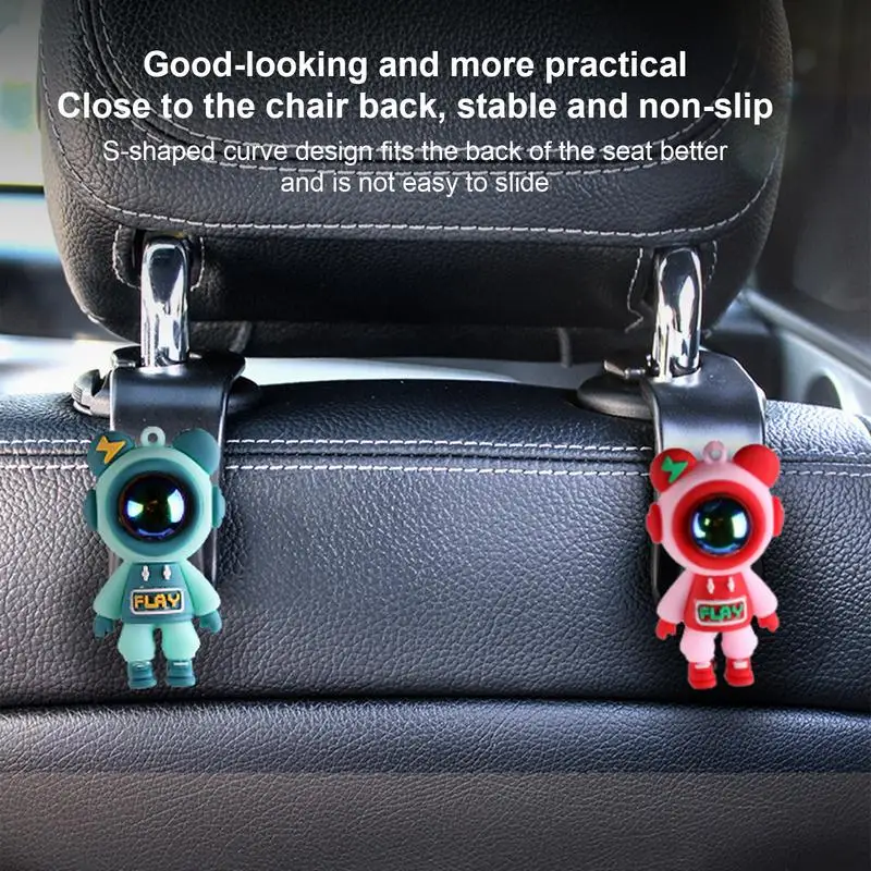 Car Hangers For Back Seat 4pcs Cartoon Bear Shape Sundries Wardrobe Hook Hooks For Headrest Car Seat Back Decorative Storage