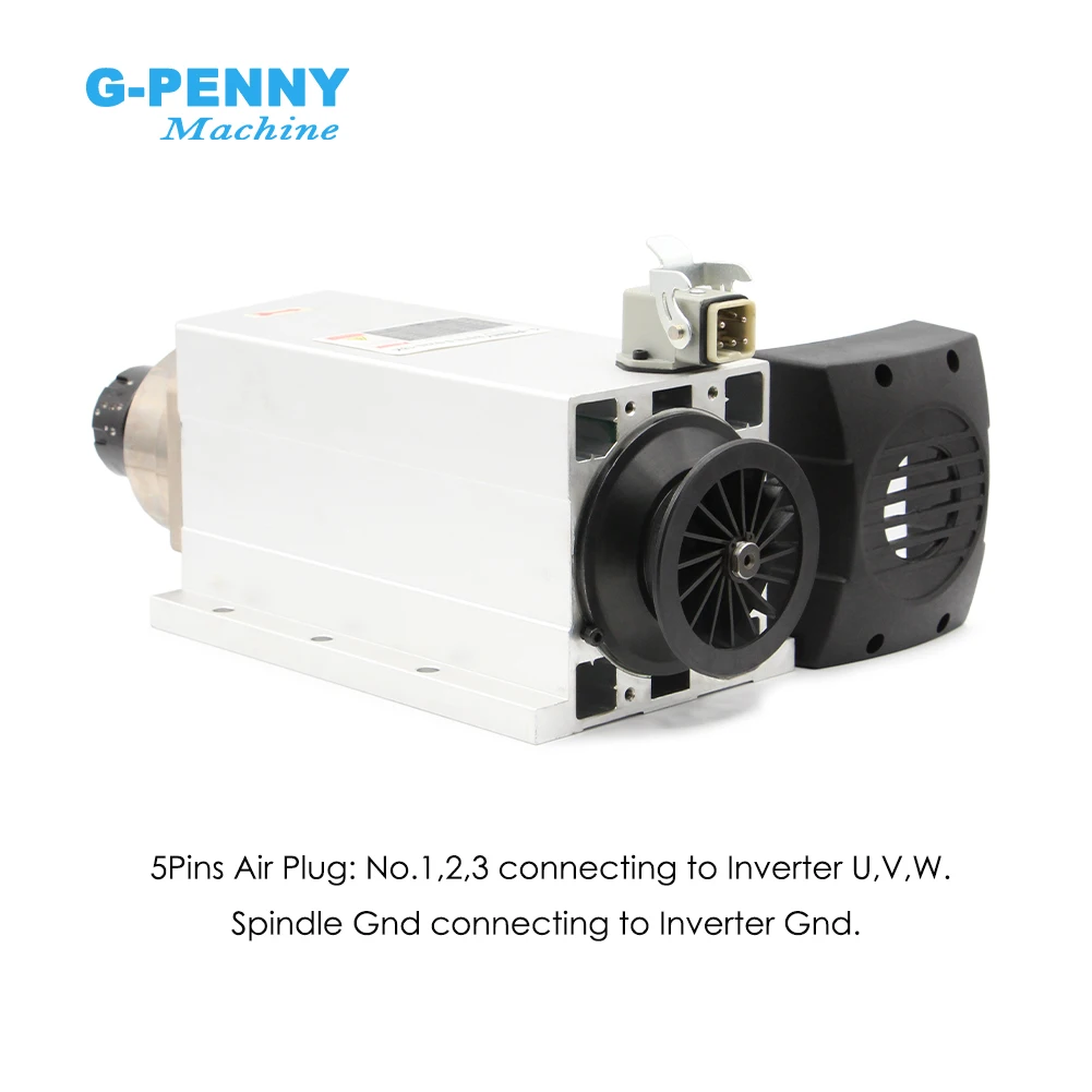 G-Penny 6kw Air Cooled Spindle Motor 4pcs Ceramic Ball Bearings ER32 300Hz 220v / 380v With Mounting Flange 0.01mm Accuracy