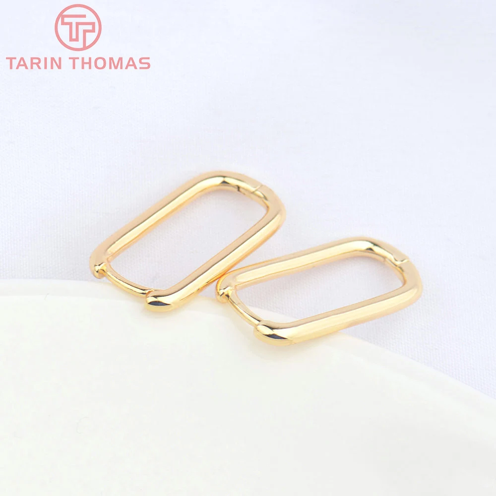 (4767)4PCS 11x22MM 24K Gold Color Brass Earring Hoop Earring Clasp High Quality DIY Jewelry Making Accessories  Wholesale