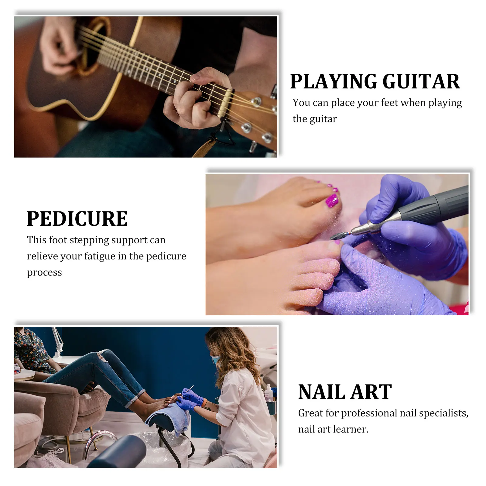 

Pedicure Foot Stool Adjustable Folding Guitar Pedal Home Salon Footrest Support Nail Art Durable Material Stable Structure