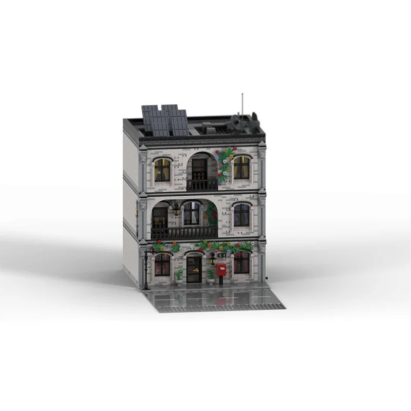 Модель с видом на улицу MOC, строительные кирпичи, город, жилое здание, модульные технологии, подарки, праздник, сборка, детские игрушки, костюм