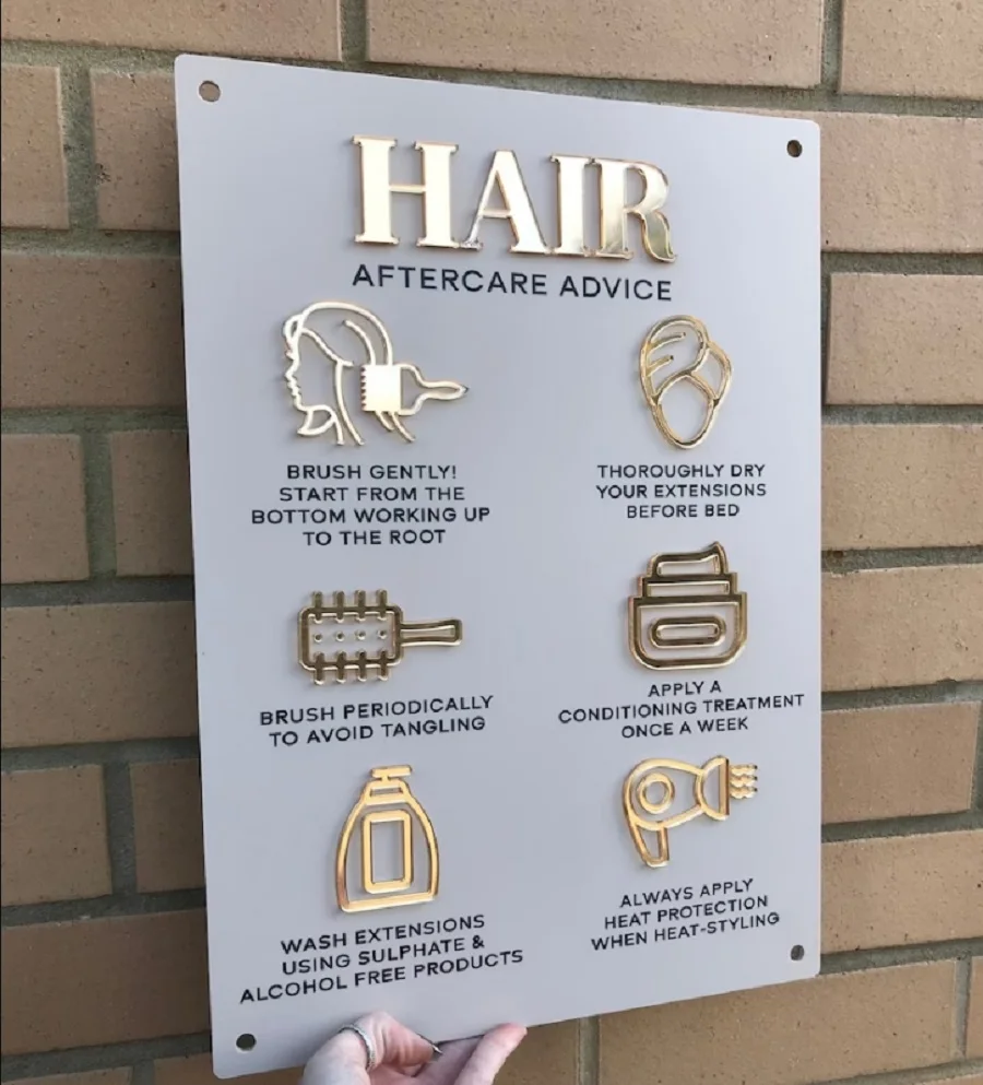 Hair Extensions Aftercare Advice Acrylic A3 Wall Sign beauty Salon,Beauty room Business Sign