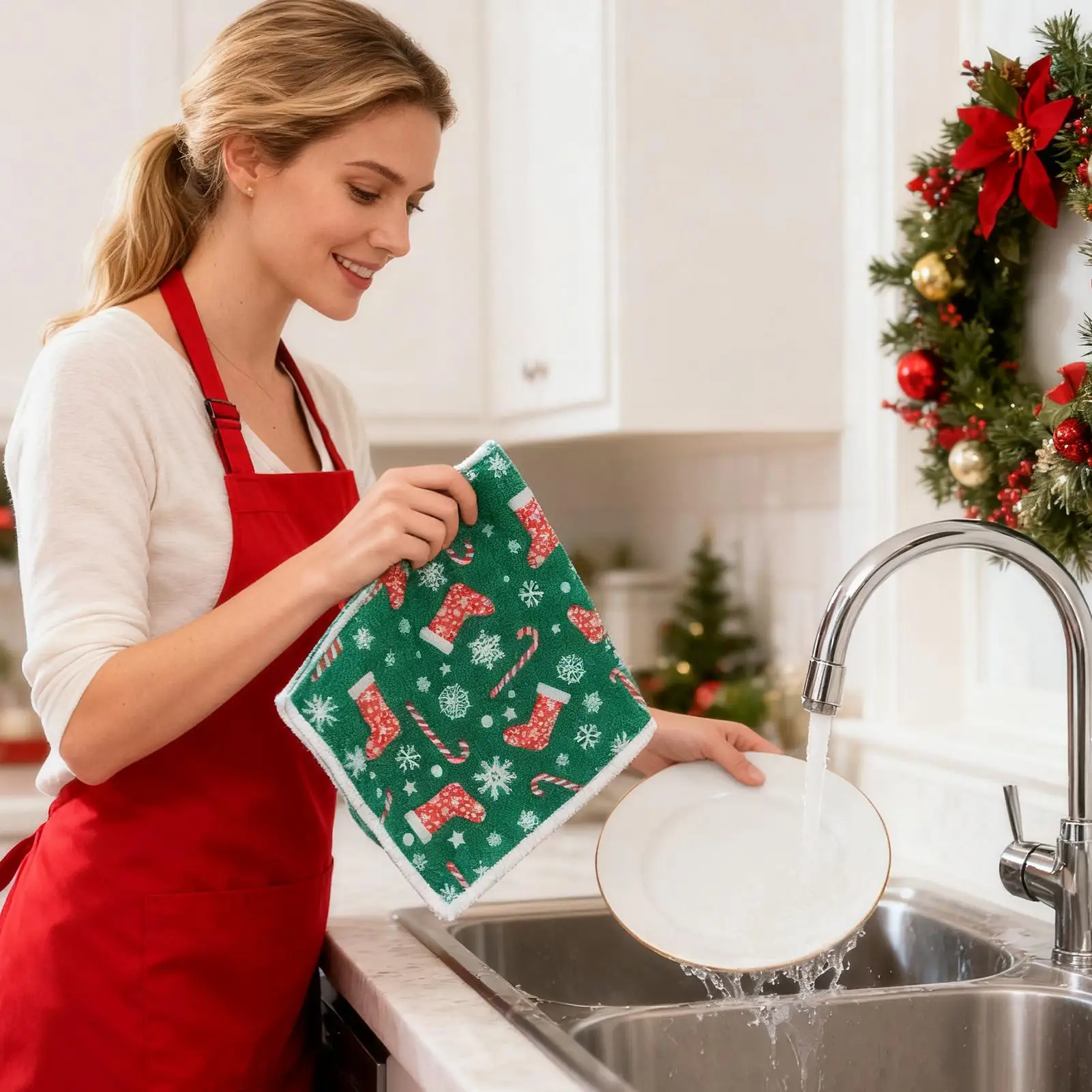 Dish Washing Rag Non-scratch Reusable Dishwashing Rag 6 Piece Dishcloth Set For Cleaning Pots Bowls Home Kitchen Sinks Cookware