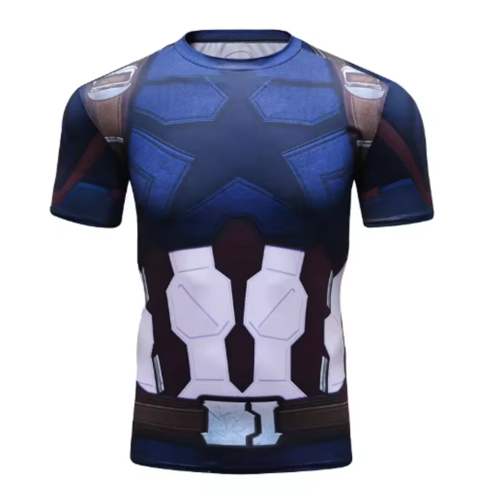 

Cody Lundin Marvel Clothes 3D Printing Compression Sports Fitness Shirt Running Cosplay Short Sleeve Captian Amerial T-Shirt