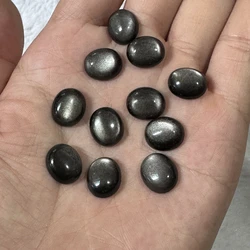 Wholesale 5pcs/pack 100% Genuine Gray Eye Obsidian 10x14mm 10x12mm Oval Gemstone Cabochon 8mm 10mm Ring Face For Jewelry making