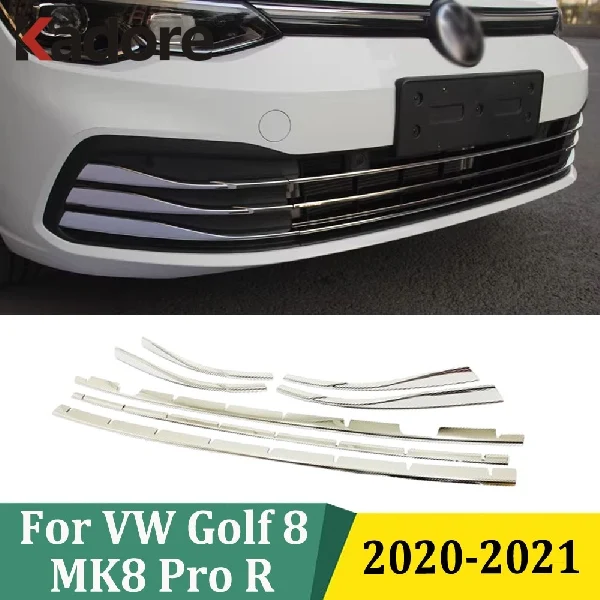 

Для Volkswagen Golf 8 MK8 Pro R 2020 2021: Накладка на нижнюю решетку переднего бампера из нержавеющей стали, аксессуары для автомобиля