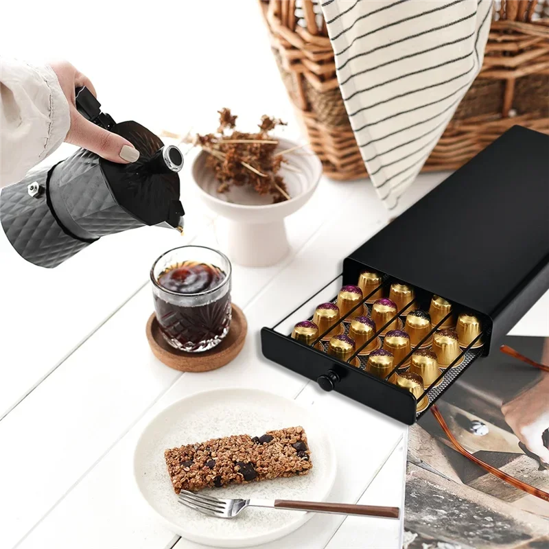 40 Nespresso Pods Coffee Drawer Holder Coffee Capsules Storage Rack Capsule Organizer Shelves for Home Drawer New Band
