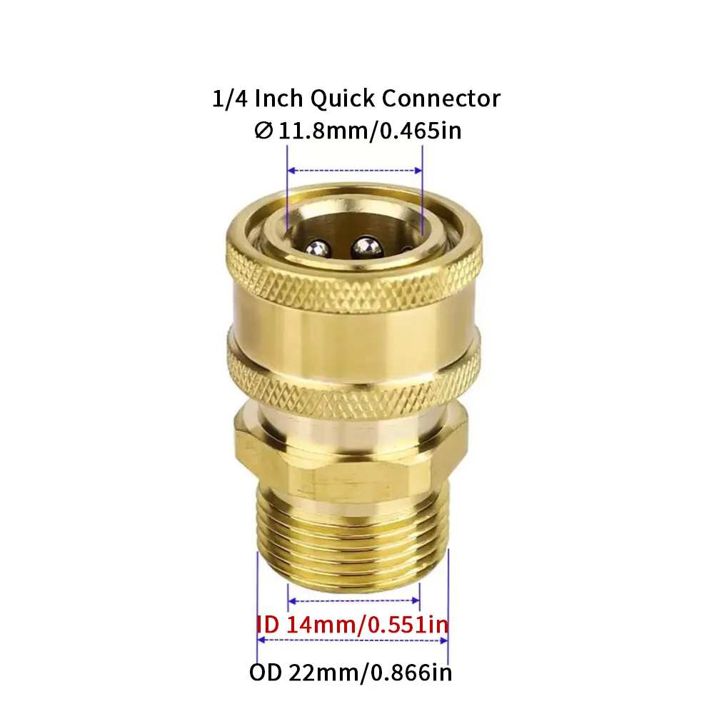 1/4" Quick Connect M22-adapter voor hogedrukreiniger - Universele aansluiting voor waspistool en slang Autowasaccessoire