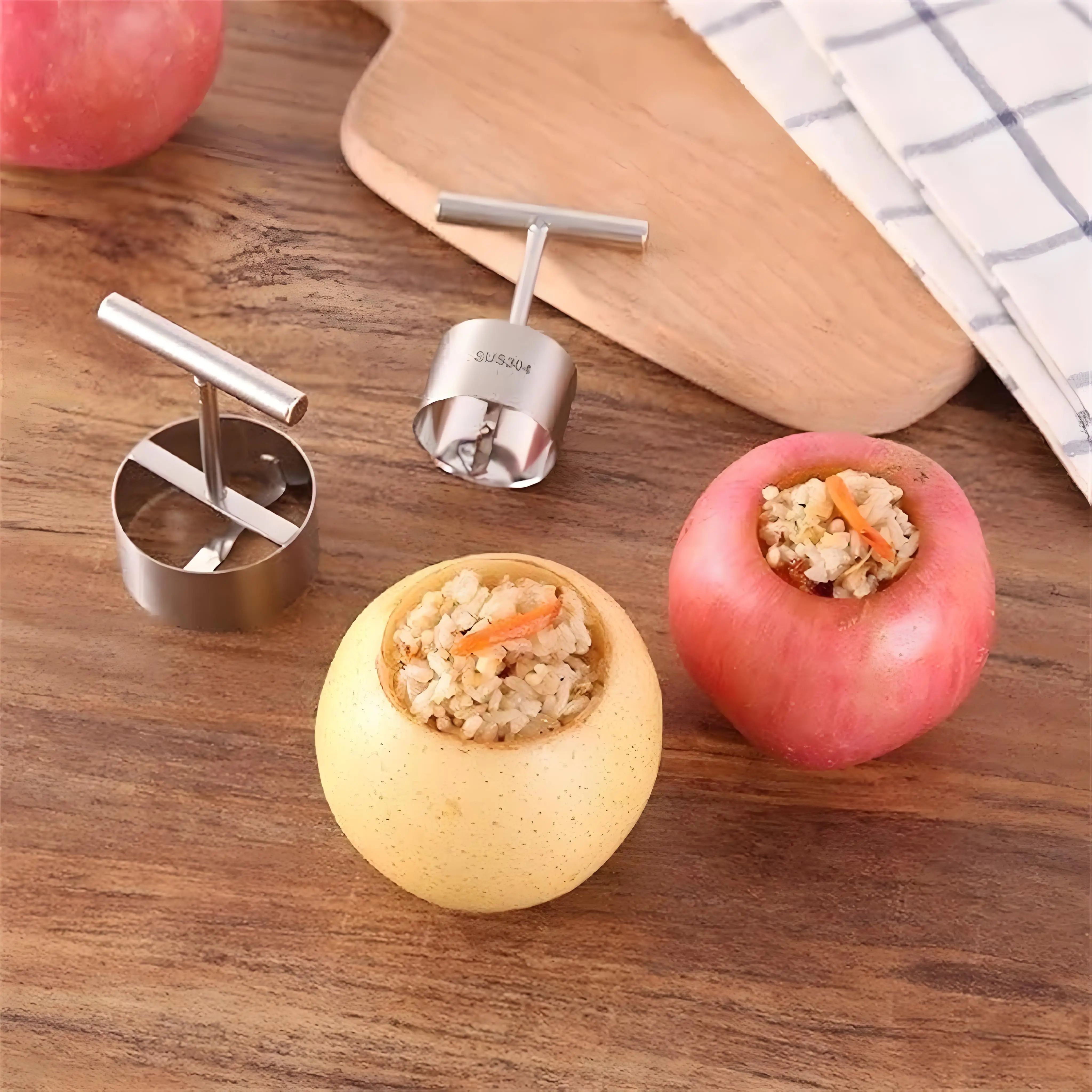 Pear core remover, fruit coring tool, apple corer, pit remover, hole digger - view 3