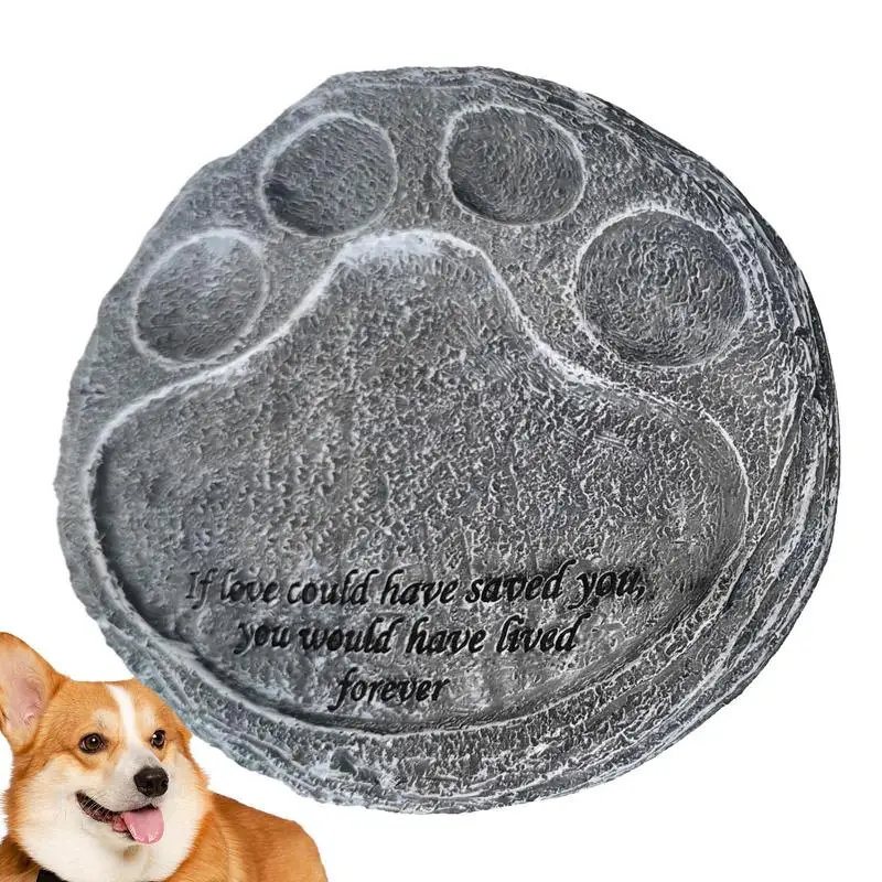 

Dog Memorial Stone Paw Print Cat Tombstone Exquisite Resin Dog Grave Stone For Loss Of Dog Pets Dog Cat Cemetery Decoration