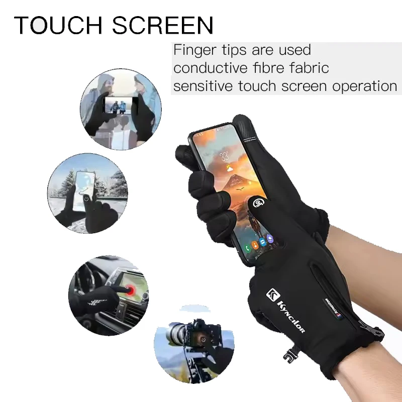 

Kyncilor Motorcycle Cycling Gloves Windproof Anti-stick Waterproof Climbing Mount Bicycle Touch Screen Men Hiking Fishing Glove