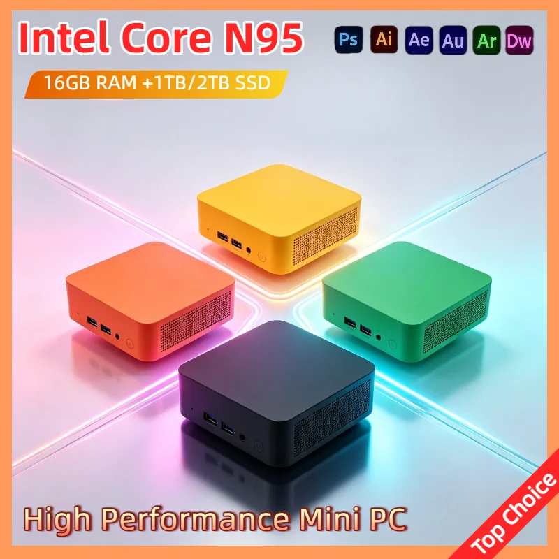 N95 Intel Mini PC 16GB 2TB NVMe SSD Triple 4K Display WiFi6 Efficient Cooling Remote Home Office Work Computer