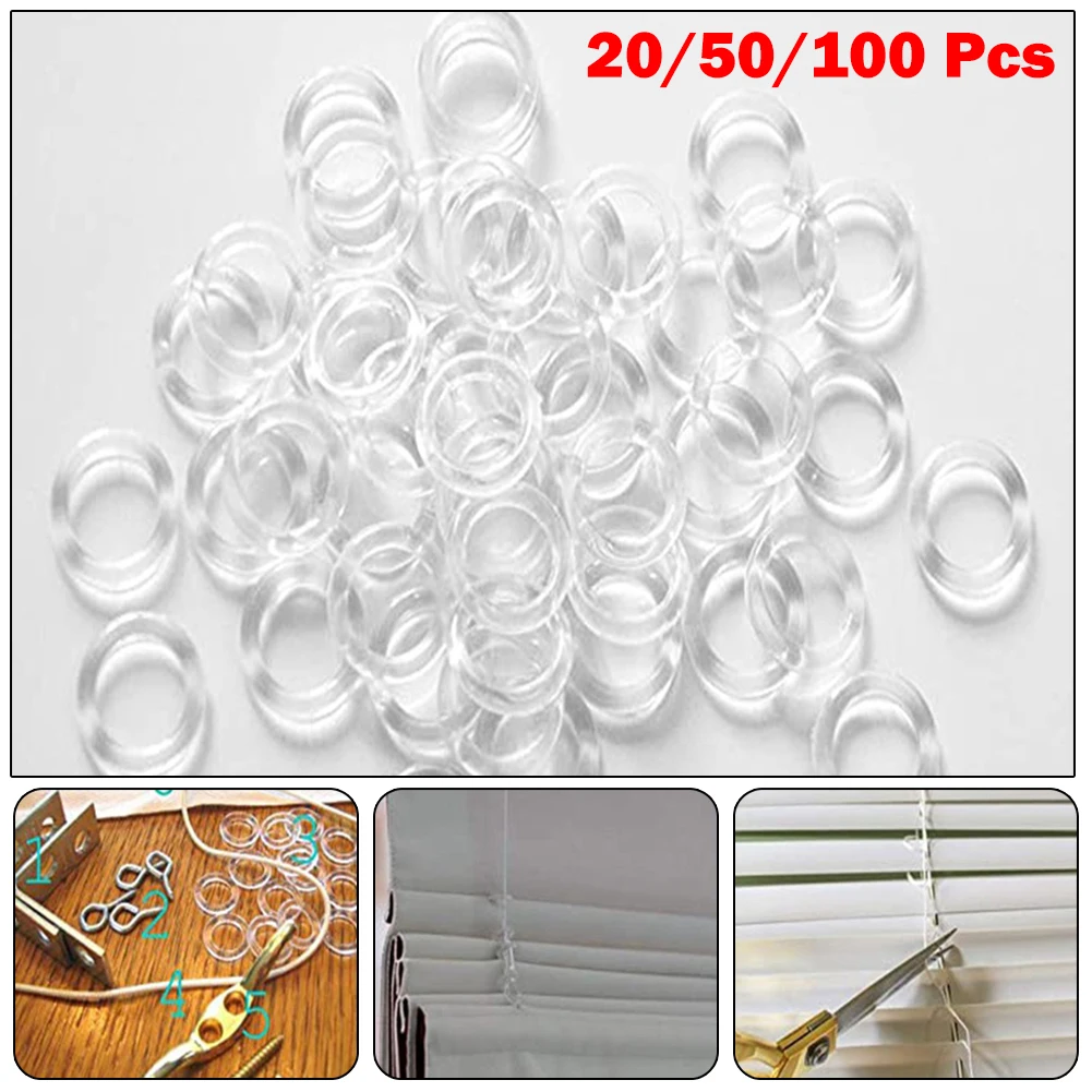 20/50/100pcs Clear Plastic Vertical Blinds Curtain Rings 11mm Inner Diameter Highly Compatible With Original Equipment