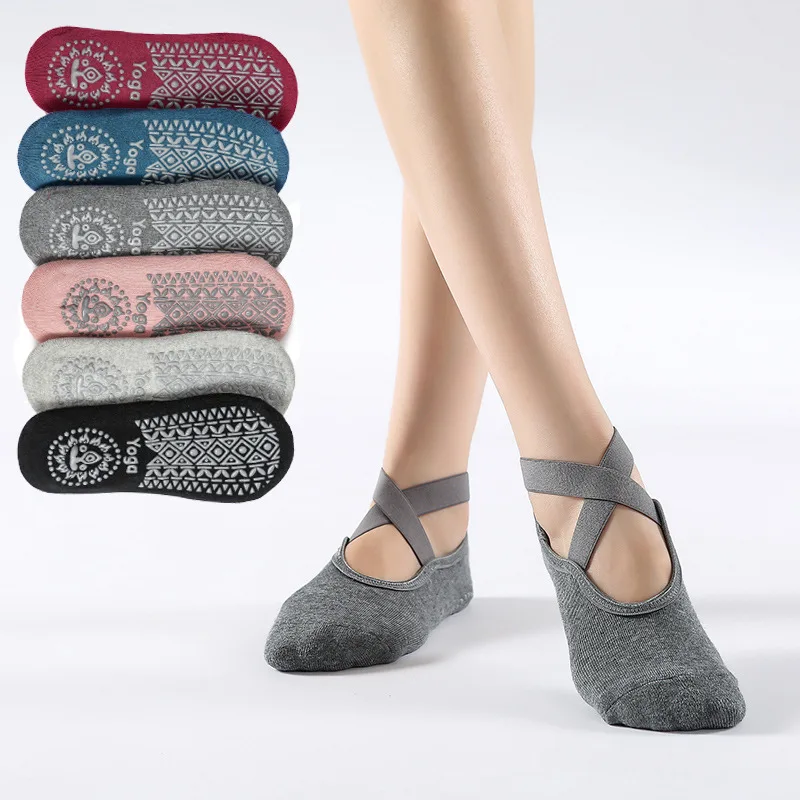 Yoga Socks Non Slip Sports Socks for Fitness Gym Women High Quality Bandage Cotton Sock Ballet Dance Barefoot Workout