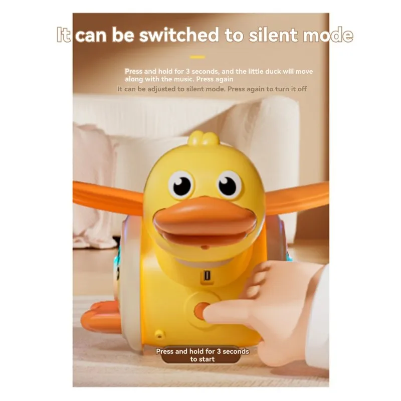 เป็ดไฟฟ้า B78B พร้อมแสงและเสียง เป็ดน่ารักเคลื่อนไหวได้ หมุนได้ เหมาะสำหรับเด็กเล็ก ฝึกการปีนป่าย