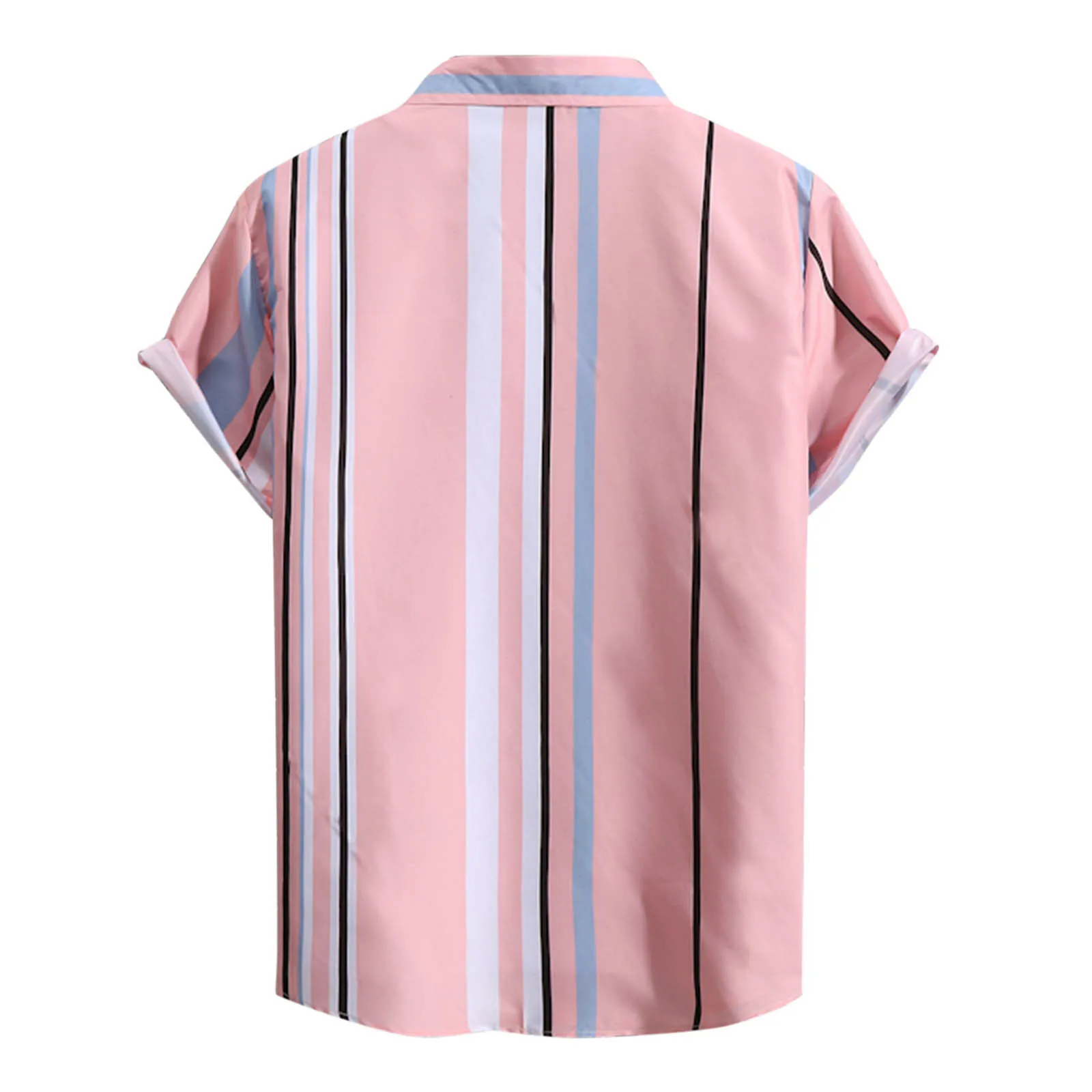 2024 Summer Hawaiian Shirt Retro Stripe Pattern Short Sleeve Man Vacation Beach Casual Elegant T-shirt