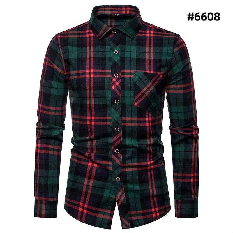 17 Colors Plaid Print Long Sleeve Shirt Casual Style for Men Plaid Patterned Shirt Comfortable Fit Winter Wear Female Model