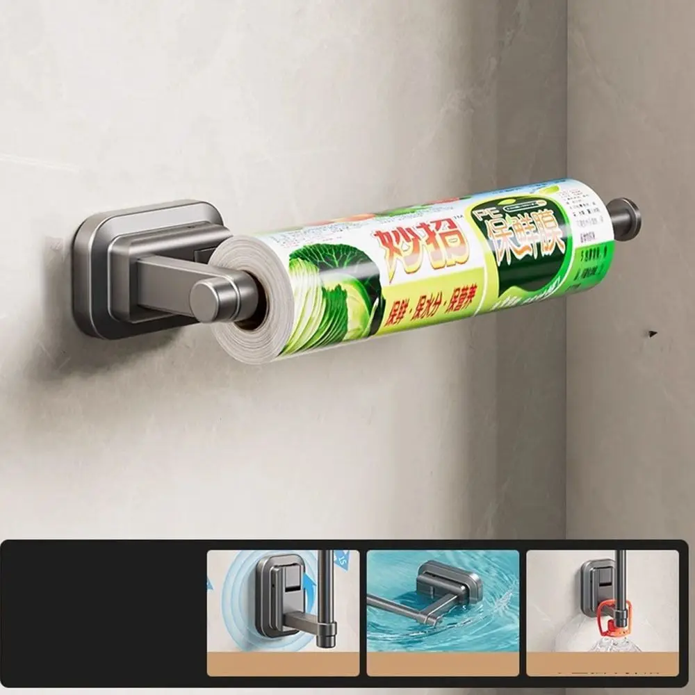 

No Punching Suction Cup Tissue Holder Anti-slip Water-proof Cling Film Storage Rack Wall Mount Non Perforated Roll Paper Holder