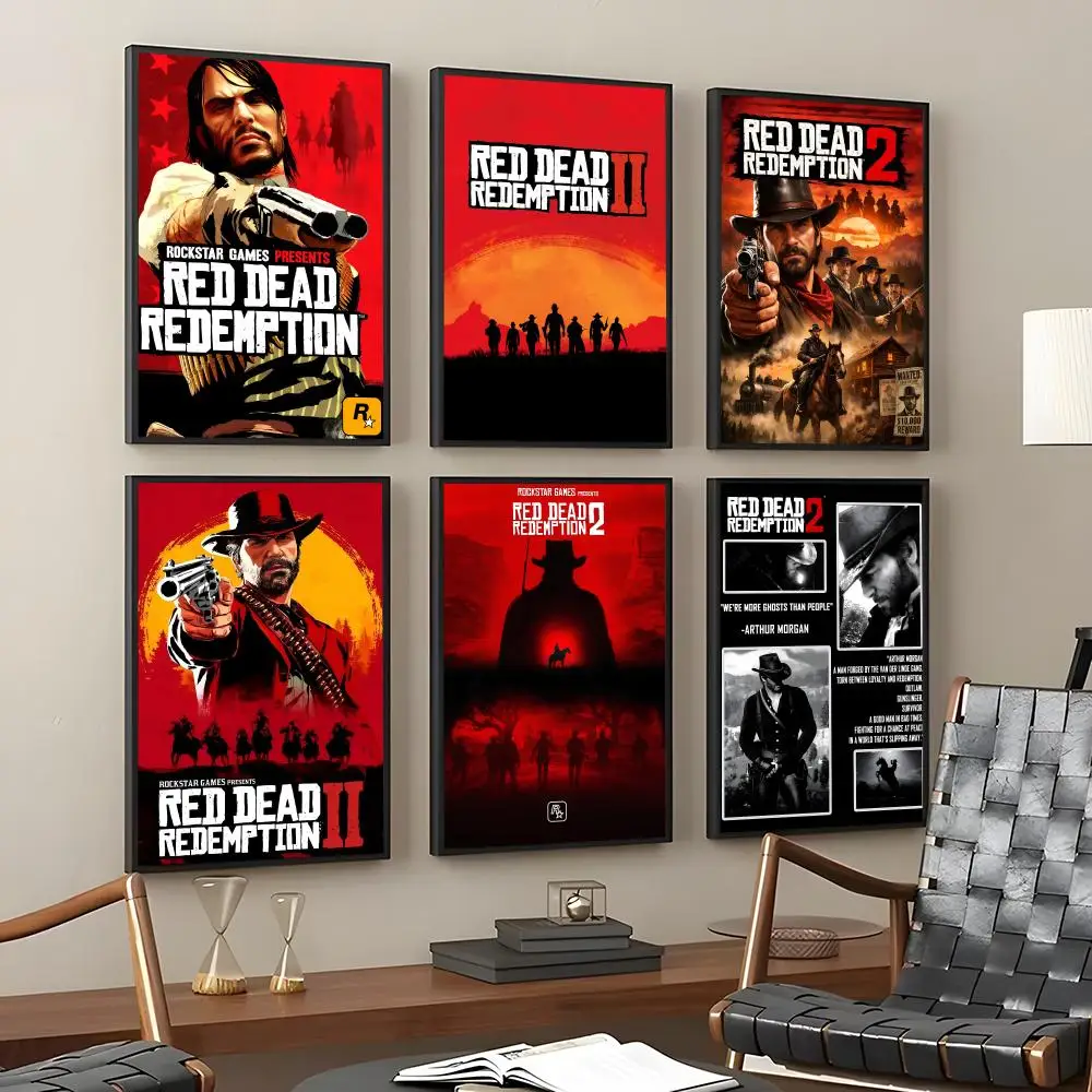 Game TV-Red-Dead-Redemption 2 Painting Calligraphy HD Art Wall Room Decor Home Waterproof Home Living Bar Decorative Paintings