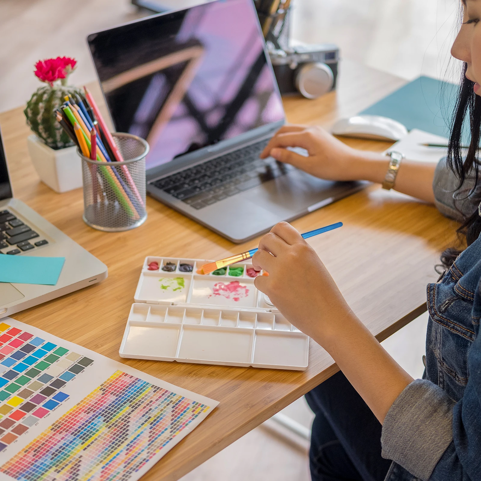 

1Set Plastic Pigment Tray Paint Brushes Art Color Artists Watercolor Oil Painting Set Premium Odorless Paintbrush