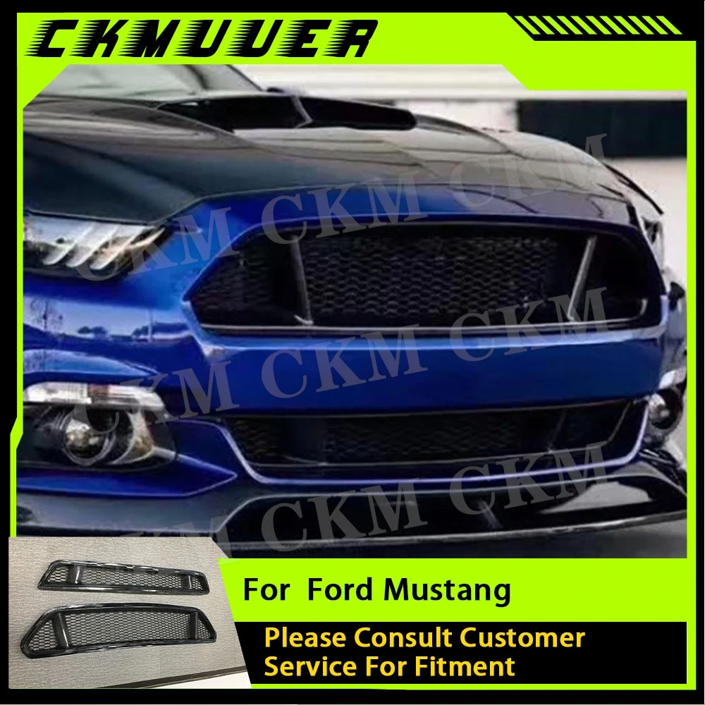

Решетка радиатора из настоящего карбона CKMUUER для переднего бампера Ford Mustang 2015-2017, гоночная решетка для переднего бампера.