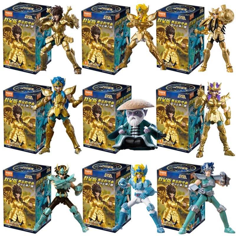 Blokees Galaxy Versione Oro Saint Action Figure Cieca Scatola Bilancia Dohko Campione Sagittario Seiya Mu Aiolia Assemblaggio Giocattoli Regalo