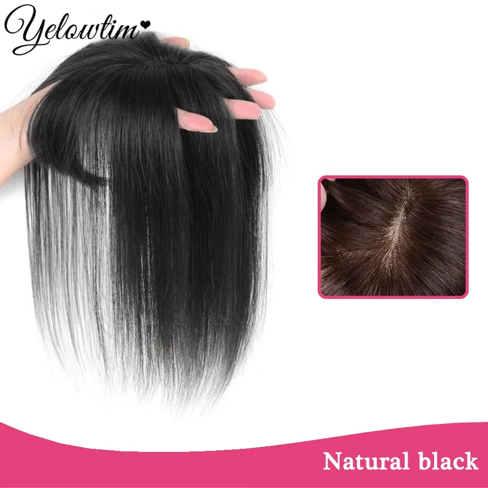 YELOWTIM Synthetic Natural Hair Bangs Side Fringe for Women 3D Middle Part False Bangs Clip-in Exrensions Invisible Hairpieces