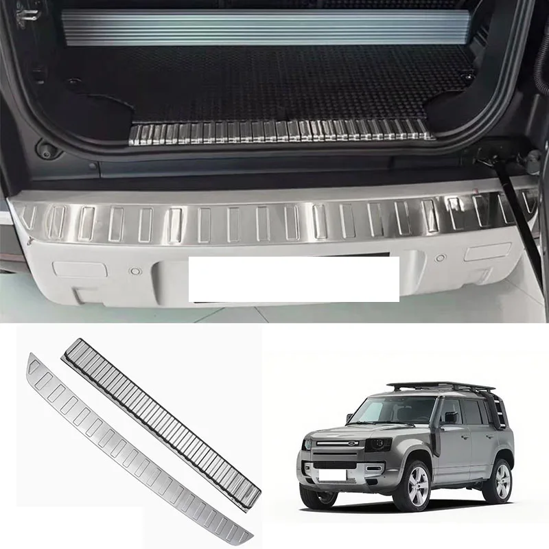 

FOR Land Rover Defender 2020-2026 2025 Stainless steel Rear Trunk Inside outside Bumper Protector cover sill guard Trim 2PC