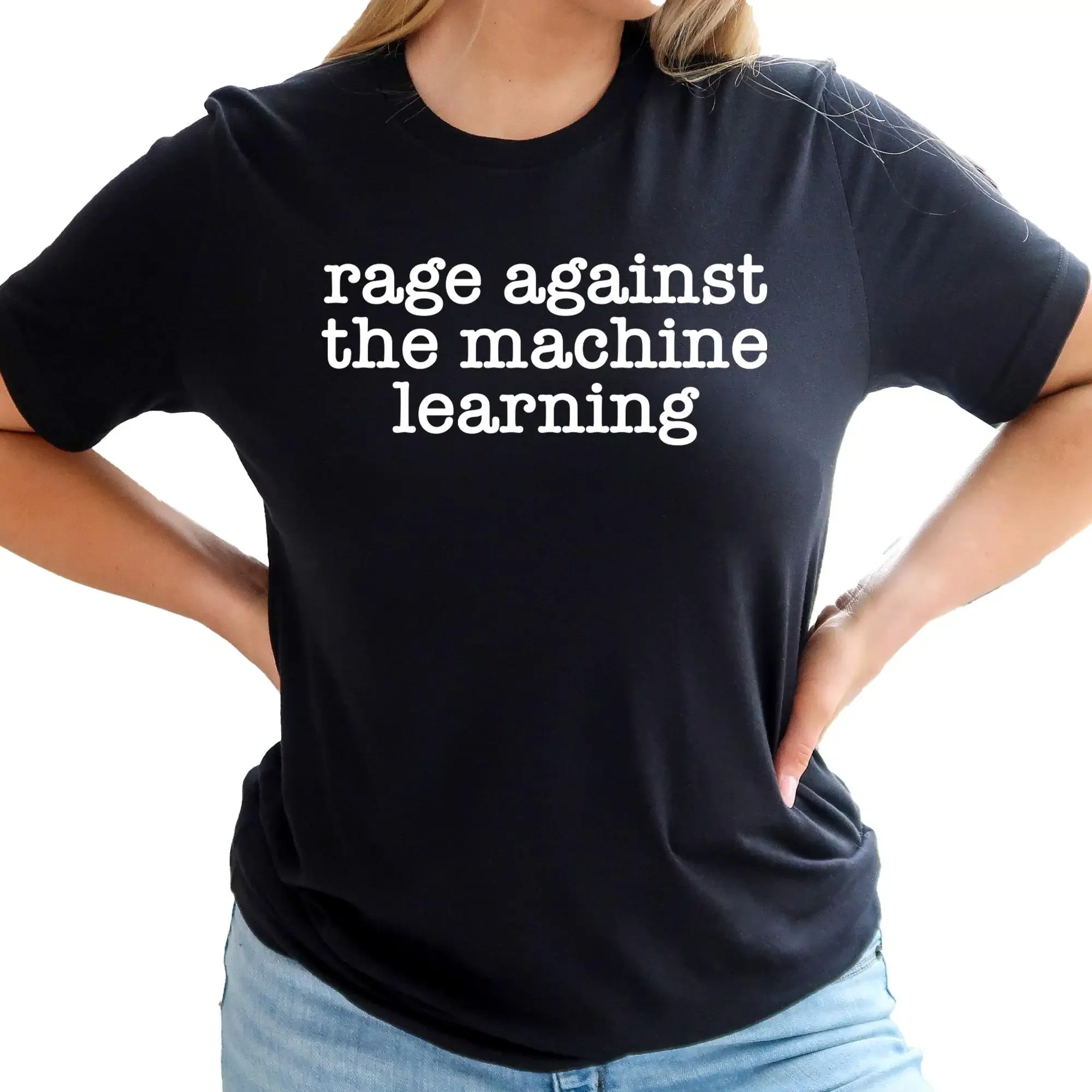 Rage Against The Machine Learning Jersey T Shirt Anti A I Artificial Intelligence Parody Rock