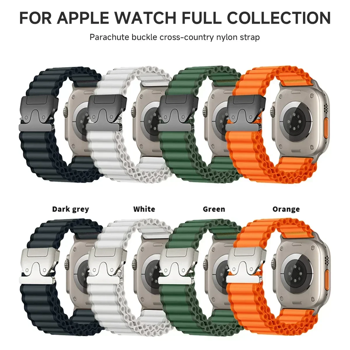 Apple Watch Ultra 2 49mm、Series 6、SE、10、9、8、7、46mm、45mm、41mm、44mm対応 ナイロンストラップ オフロード スポーツ リストバンド ブレスレット