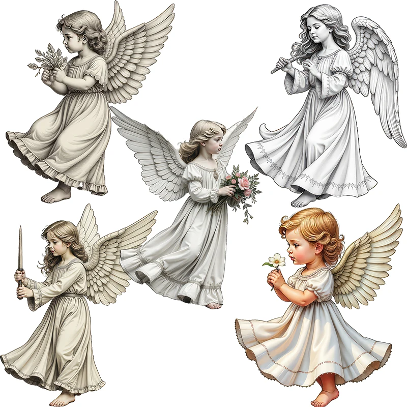 Three Ratels QO29 Nostalgic Sketch Art Little Angel Cartoon Wall Stickers for Home Decoration Personalized Computer Car  decals