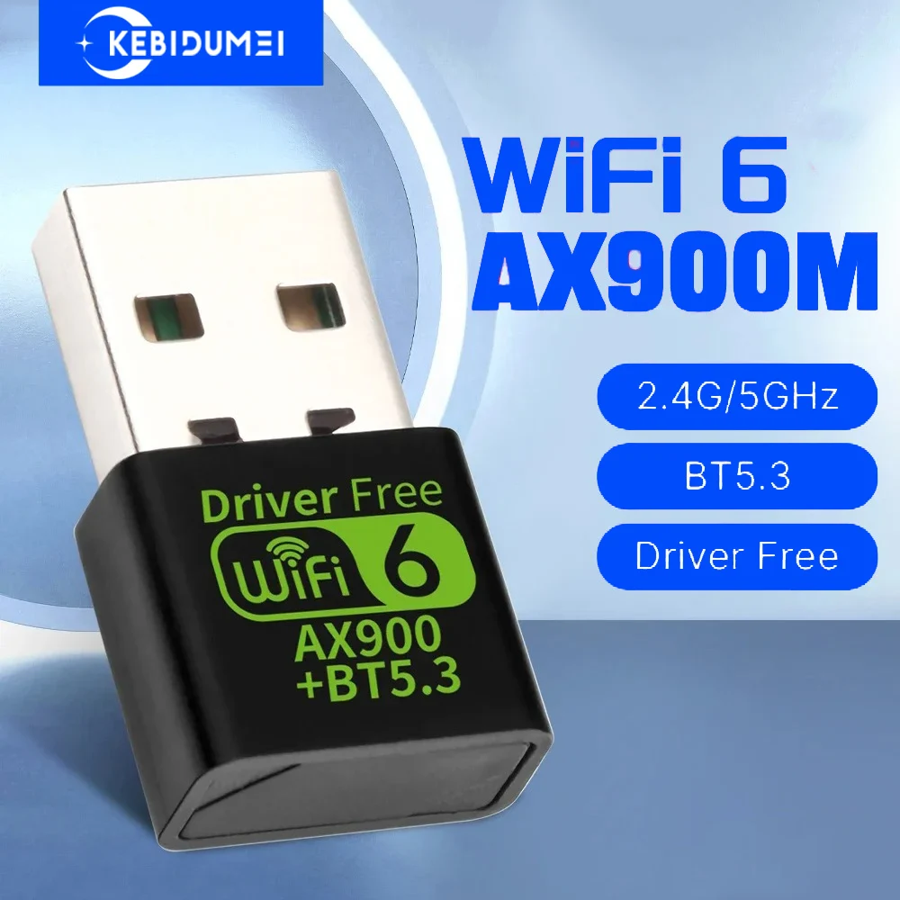 

900Mbps WiFI 6 USB Adapter Bluetooth 5.3 Wireless Network Card Dual Band 2.4G 5GHz USB Dongle for Windows 10 11 Driver Free