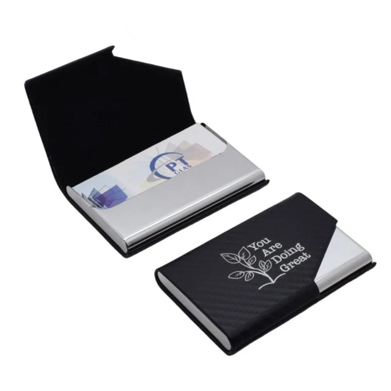 Blank PU-covered Stainless Steel Business Card Holder  For Laser Engraving Personality Customization DIY