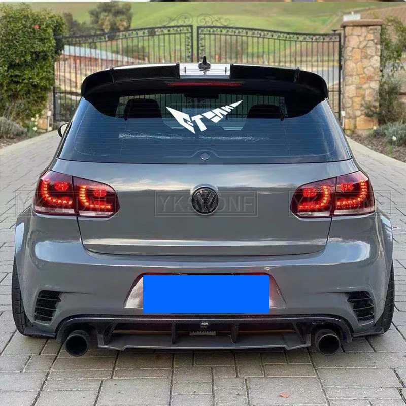 Car Rear Roof Spoiler Wings For VW Golf 6 GTI R MK6 GTI R AK Style ABS Gloss Black Carbon Fiber Look Rear Wing Lip Trunk Spoiler