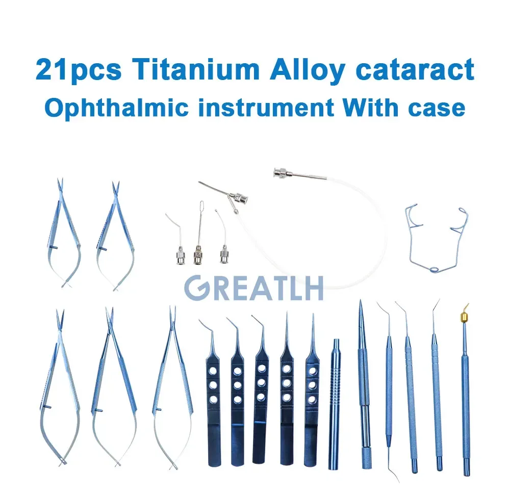 21 pcs Titanium ophthalmic surgery set eye surgery instruments cataract surgery set cataract tool with case