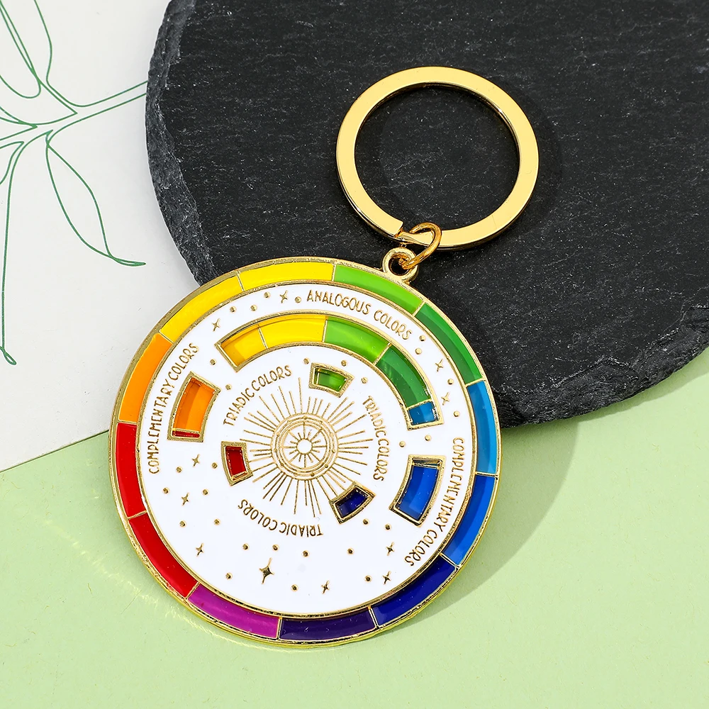 Rotatable Color Wheel Keychain - Creative Spinning Turntable Charm | Aesthetic Art Supplies Gift