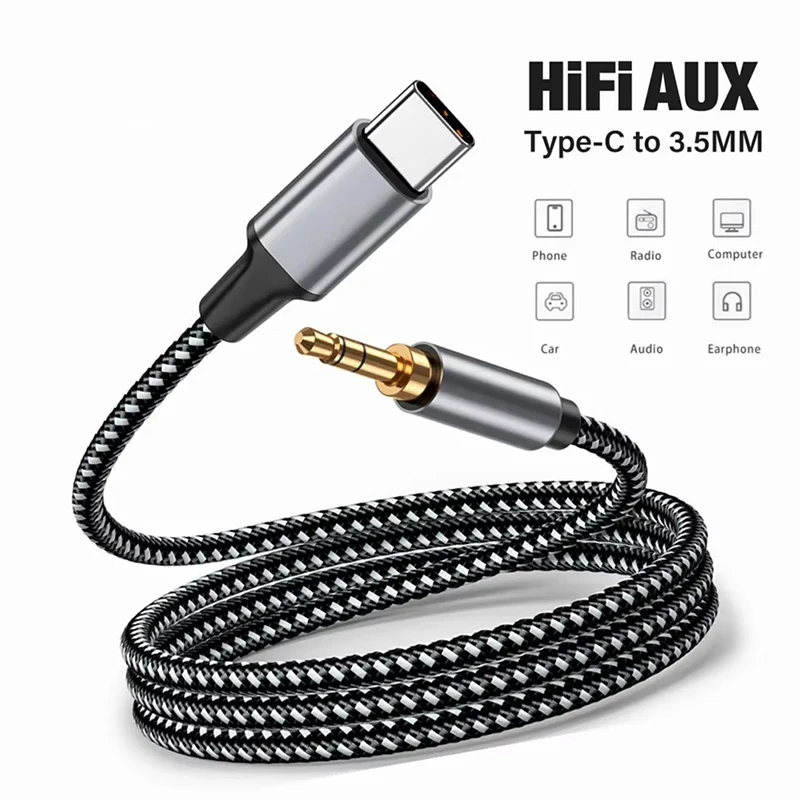 

USB Type C To 3.5mm Aux Audio Cable Headset Speaker Headphone Jack Adapter Car Aux for Samsung Huawei Universal Type-C Converter