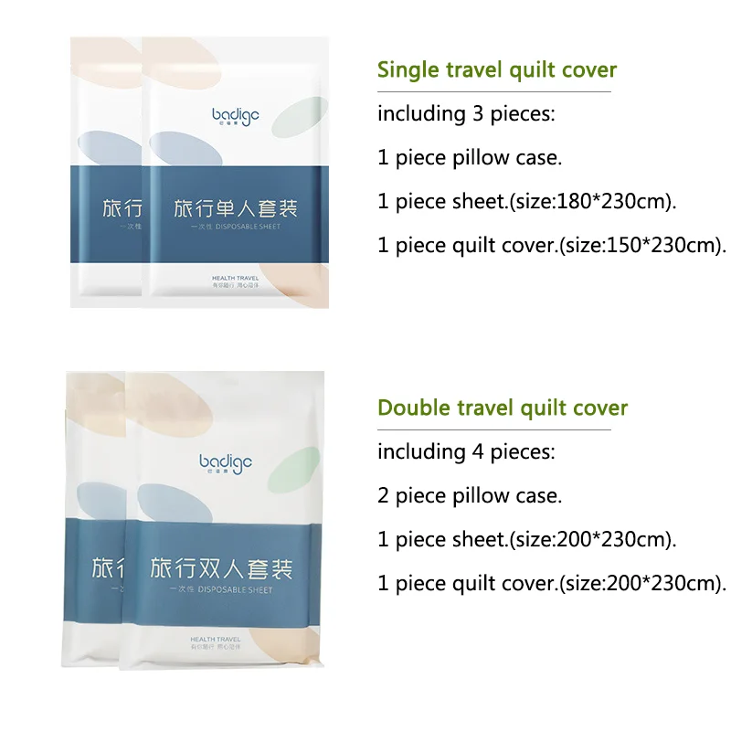 Travel Bed Sheet Set For Inn Guesthouse Hotel Solid Single-use Business Trip Sheet New Whit Disposable Single Double Bedding Set