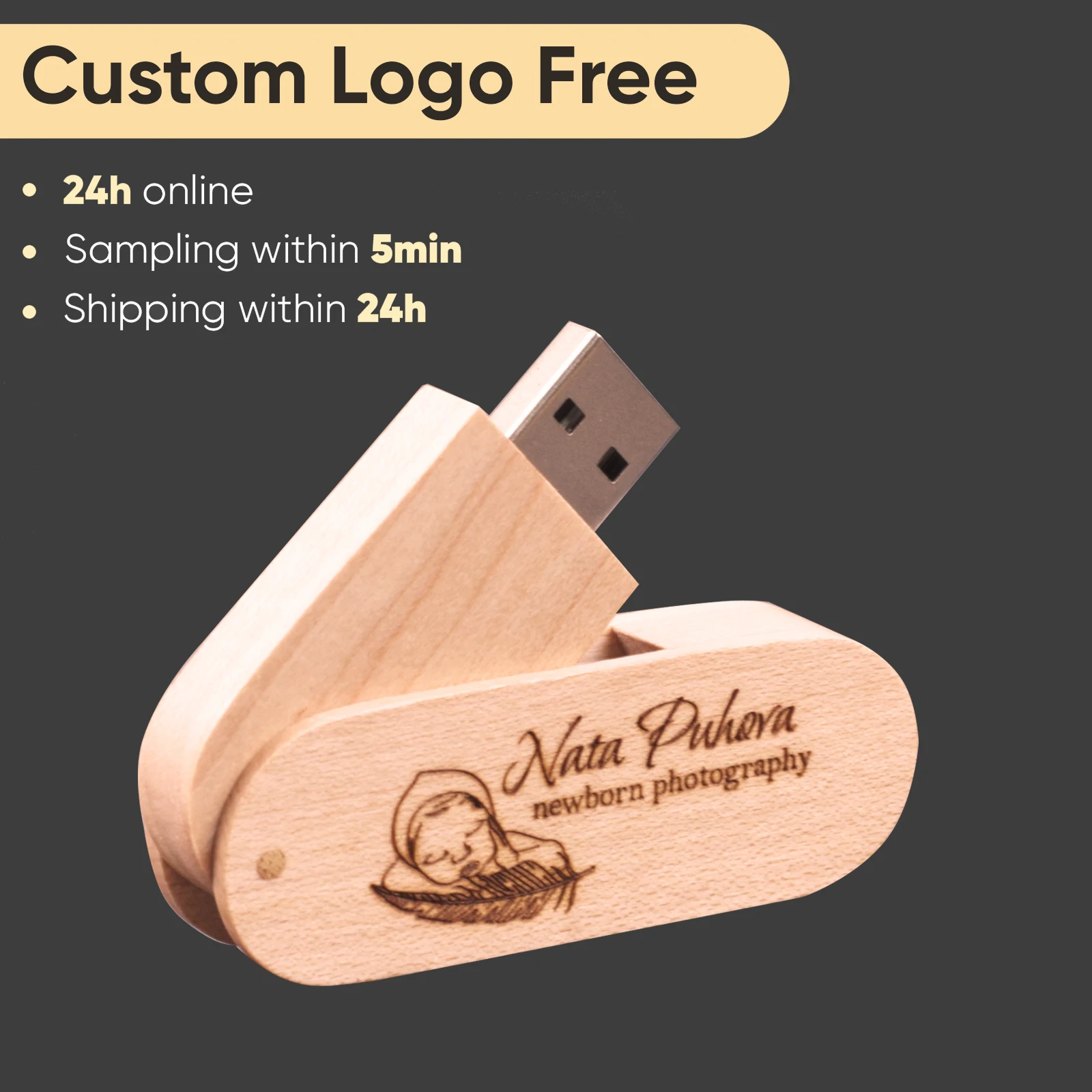 JASTER Wooden Rotating USB 2.0 128GB U Disk 4GB 8GB 16GB Memory Stick 32GB Pen Drive 64GB Flash Drive Free Logo 10 Pieces 1 Pack