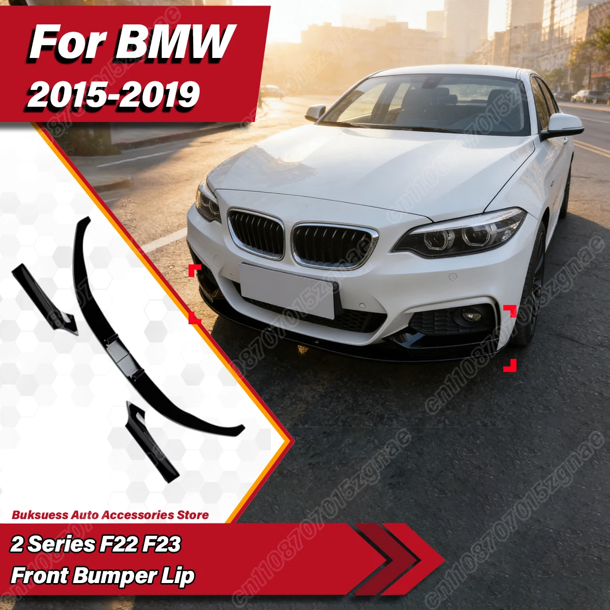 

Для BMW 2 серии F22 F23 M Sport 2015 2016 2017 2018 2019 Автомобильный передний бампер, нижняя защитная пластина, спойлер, разделитель губ, комплект