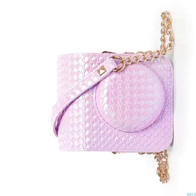 R91A PU Leather Soft Camera Case Travelling Bag Shoulder Bag for Mini12 Film Camera Bag + Shoulder Straps