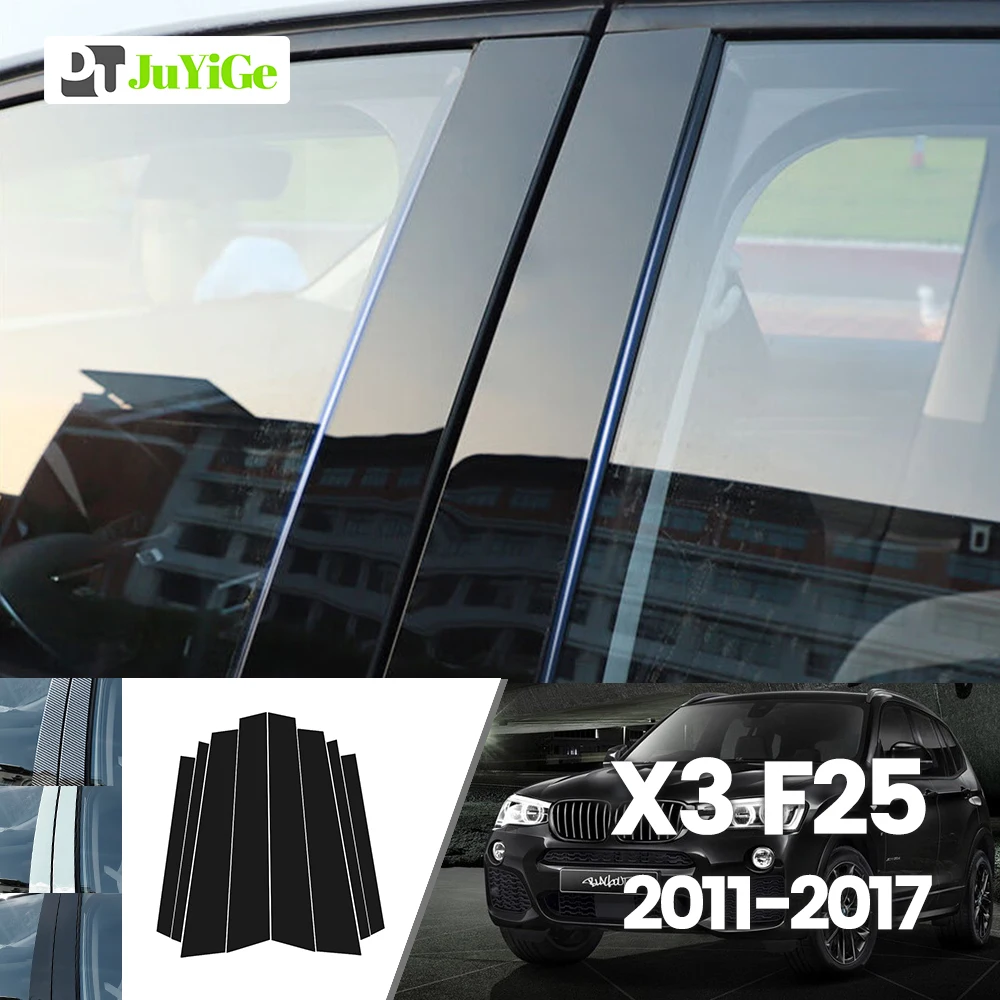 

For BMW X3 F25 2011-2017 2012 2013 2014 2015 2016 Bright Black Carbon Fibre Window Door B C Sticker