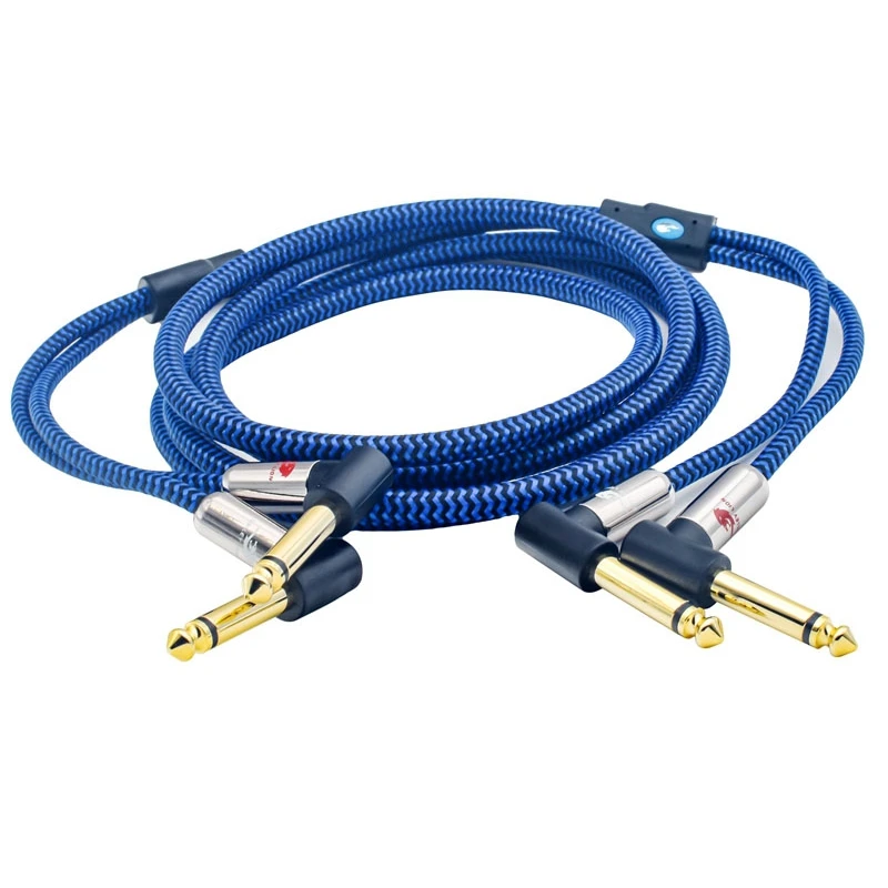 Audio Cable Dual 1/4 Inch TS Jack to TS Jack for Amplifier Mixer Console Electronic Organ Guitar Angled 6.35mm Cable 1M 2M 3M 5M