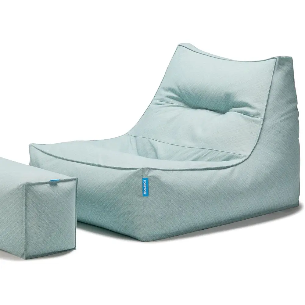 

Indoor/Outdoor Bean Bag Cover with Ottoman - Removable, Washable, Weatherproof Fabric (Maldives Blue)