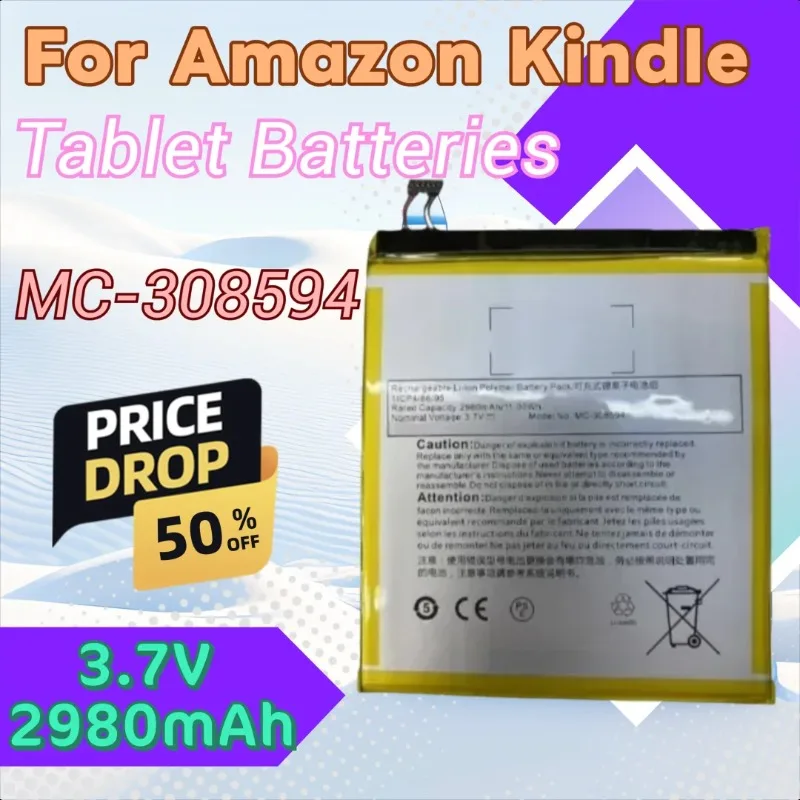 

3.7V 2980mAh Battery MC-308594 for Amazon Kindle Fire 7 5th Gen SV98LN Brand New High Quality Replacement Battery