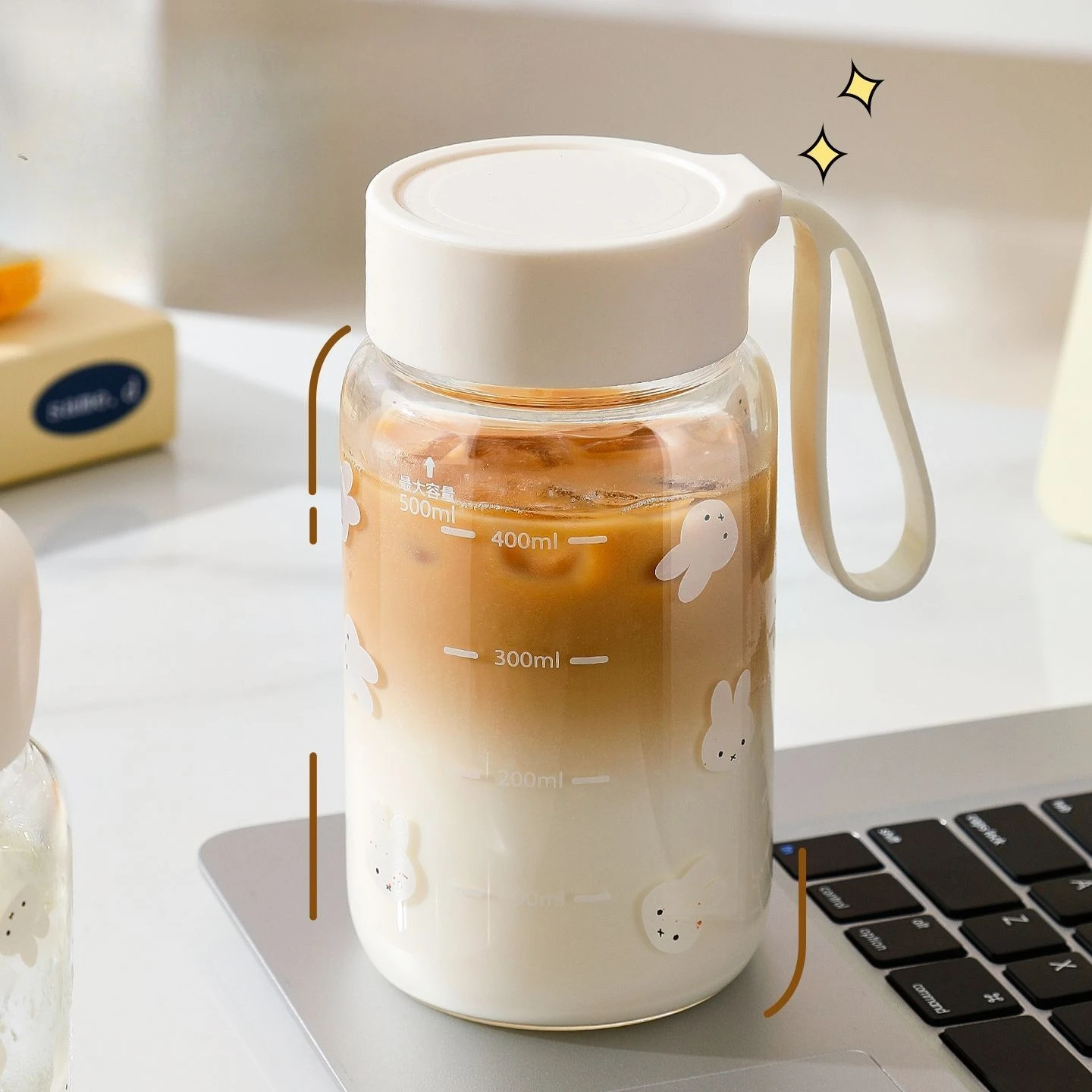 

Miffy High Borosilicate Glass Cup with Handle Microwave Safe Water Cup High Temperature Resistance Household Use Glass Daily