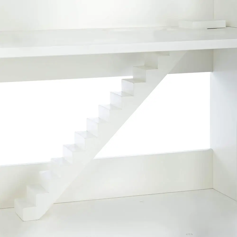 خزانة كتب خشبية بيضاء من الكتان: تخزين فاخر على طراز بيت الدمى لكتب الأطفال والألعاب |   مثالية لتنظيم كتب الأطفال الصغار وP