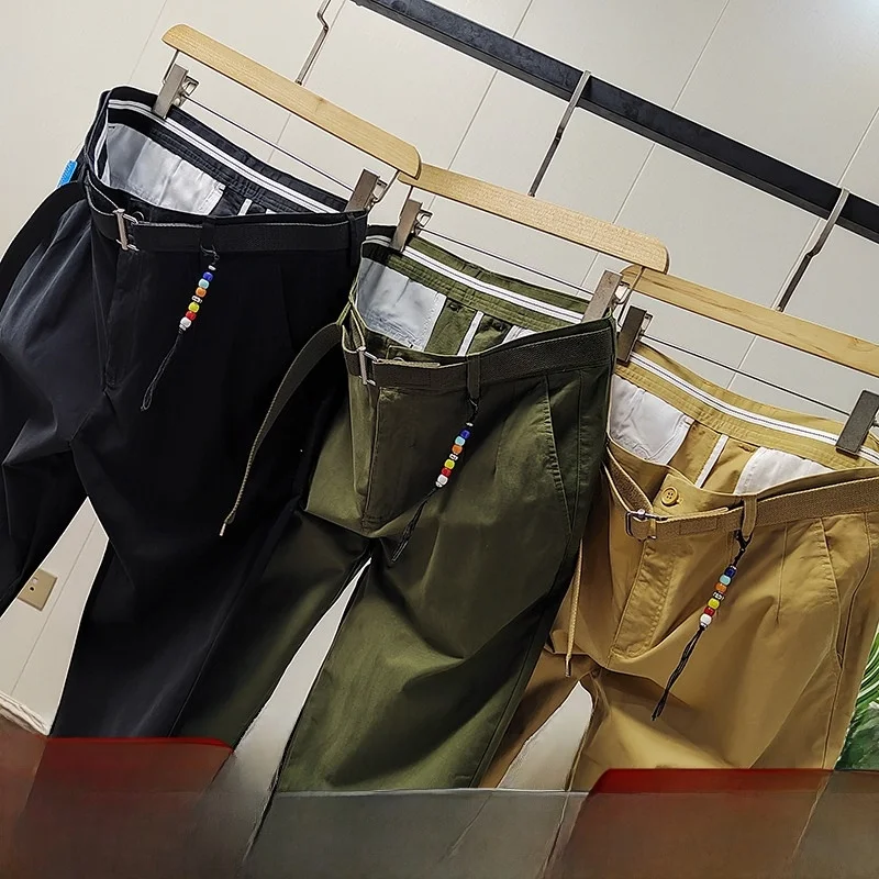 Loose Straight Leg Workwear Casual Pants for Men Spring Season Versatile Fashionable Business Casual Pure Color mid Waist